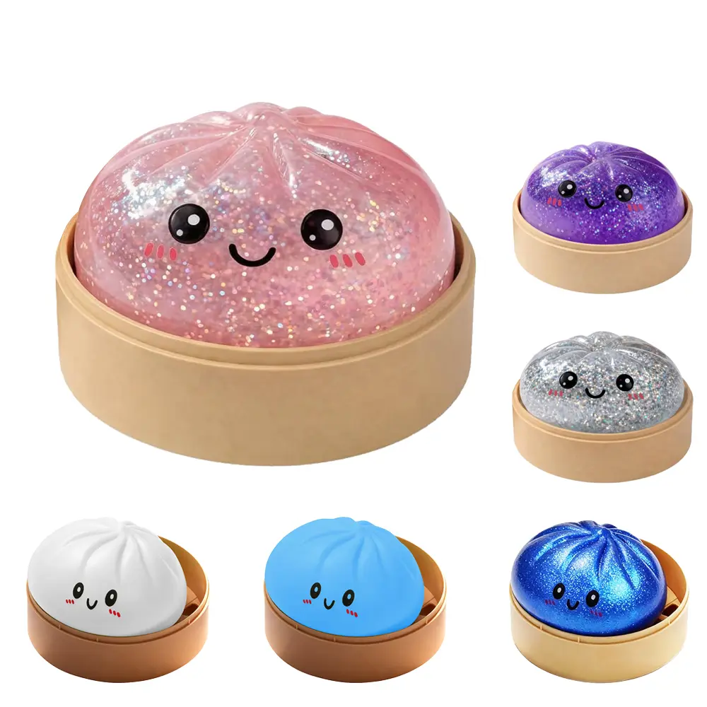 2026 Expressive Dumpling Squishies Gift - Soft TPR Glitter Dumpling Squishy Toy Original, Mini Dumpling Squishy, Ball Stress Relief Sensory Fidget Desk Toy, Party Favor for Kids Adults