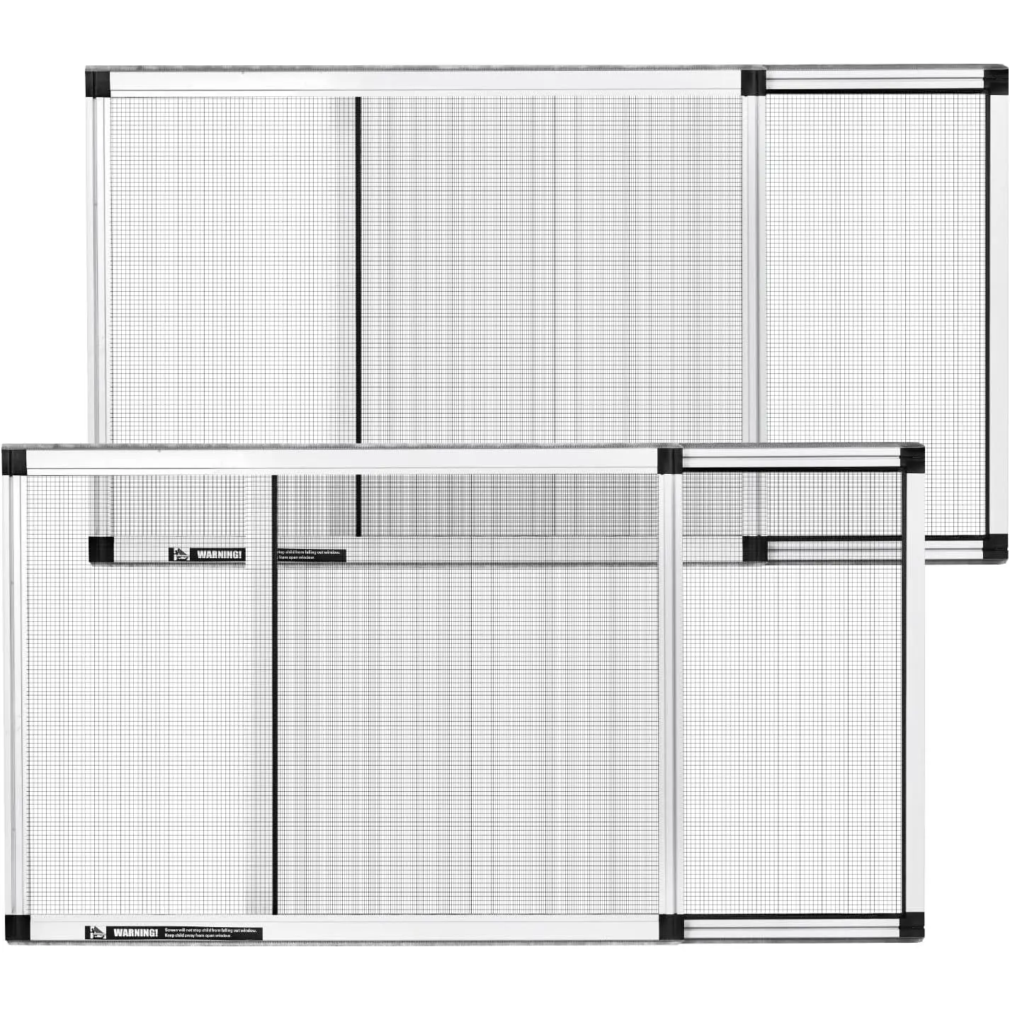 VEVOR Expandable Window Screens (2 Packs), 15" H x 21"-40" W, 21x15x0.7 Inches Aluminum Frame Screens with Felt Edges, Flame-Retardant High Transparency Mesh, Horizontal-Vertical Adjustable Installation for Home