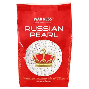 Waxness Polymer Blend Premium Luxury Hard Wax Beads Russian Pearl 2.2 lb / 1 kg For Hair Removal - Made in Italy - Rosin Free, Creamy and Gentle, No strips needed - Not Scented