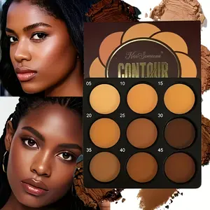 9-Color Matte Face Contour Cosmetic Palette - Deep Brown Tones, Multi-Functional Professional Powder Bronzer, Suitable For All Skin Tones, Ideal For Daily, Party Use, Perfect Holiday Gift