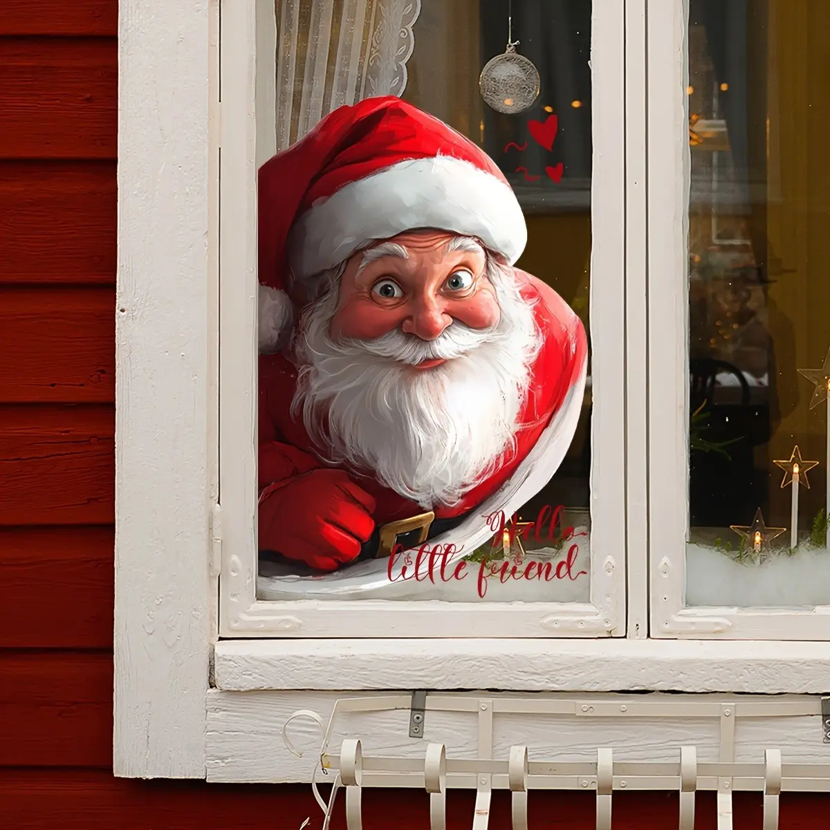 Christmas Decoration Santa Claus Static Cling Window Sticker, Double-Sided Visible Glass Decal, 20cm Decorative Stickers Window Decorations for Holiday Season, Ornaments