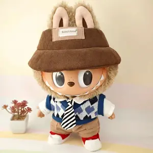 For 38Cm Labubu Doll Shirts Sweater Hat Cartoon Plush Doll Replacement Outfit Playing House Accessories Mini Clothes