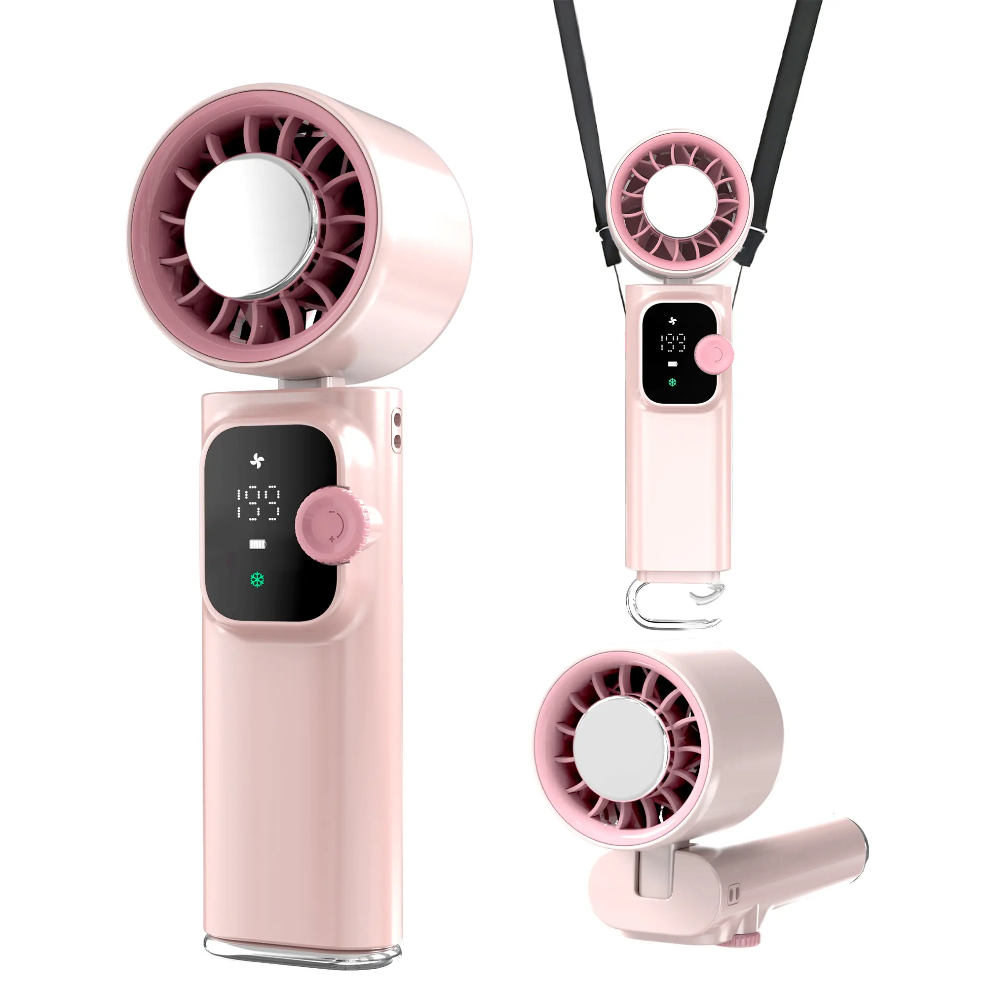 3-in-1 Portable Handheld Fan - 199 Adjustable Speeds, Cooling Function, Foldable Design, USB Rechargeable Personal Fan for Travel, Outdoor Activities, Summer Essentials