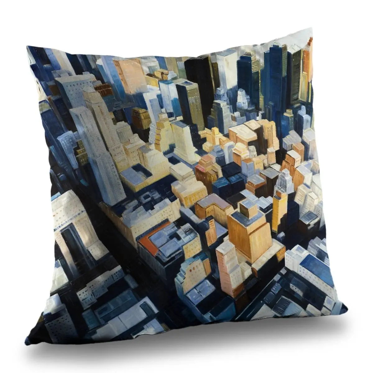 Begin Home Decor C1PT14149ZSAGI 14 x 14 in. Manhattan Empire State Building Poly Twill Throw Pillow - Orange