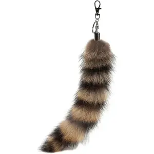 Fluffy Therian Raccoon Tail Keychain - Soft Raccoon Fur, Durable, Perfect for Cosplay, Renaissance Fairs