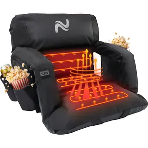 Lilypelle 21“/25” Wide Double Heated Bleacher Seat – 6-Position Recliner with Arms & Back, Portable for Sports & Outdoors, Power Bank Not Included