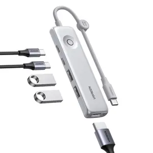 UGREEN USB C Hub 5-in-1 Revodok, Slim Portable USB-C Adapter with 100W PD Charging, 4K@60Hz HDMI, 10Gbps USB 3.2 Data Ports, Lock-Screen Button & Cable Clip for MacBook Air/Pro, iPad, Laptops