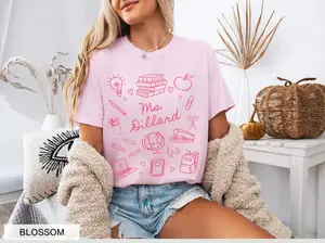 Comfort Colors Personalized Teacher Doodle Shirt Teacher Tshirt Matching Teacher Team Tees Elementary Teacher Back to School Shirt First Day