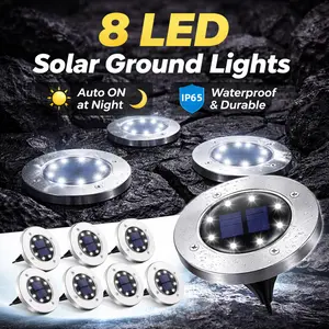 8Pack Solar Outdoor Led Lights, 8 LEDs Solar Garden Lights/lP65 Waterproof/ Warm & White Super Bright in-Ground Lights/Solar Lava Lamp for Garden & Yard & Walkway & Pathway & Patio & Lawn & Driveway & Pool & Outdoor