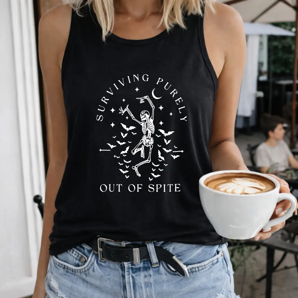 Surviving Purely Out Of Spite Women's T-Shirt Crew-neck Sleeveless Vest Outdoor Casual Short Sleeve