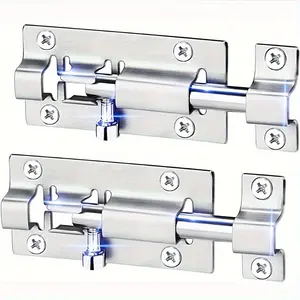 1pc Barrel Bolt Latch, Thickened, Stainless Steel, Door Slide Lock, Brushed Finish, Door Hardware