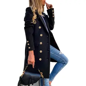 Women's Autumn/Winter Wool Coats - Double-Breasted Midi Peacoats & Trench Coats