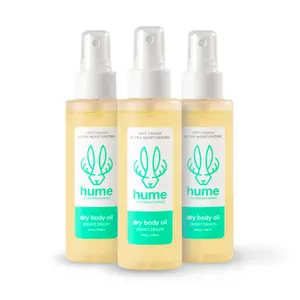 Hume Supernatural Dry Body Oil Spray Trio - 3-Pack, Ultra Hydrating Oil for Dry Skin, Non-Oily, Fast-Absorbing, Non-Greasy, No Stain, Quick Drying, Light and Nourishing Body Oils for Women and Men, Plant-Based, Dry Oil Body Spray for Long-Lasting Moisture