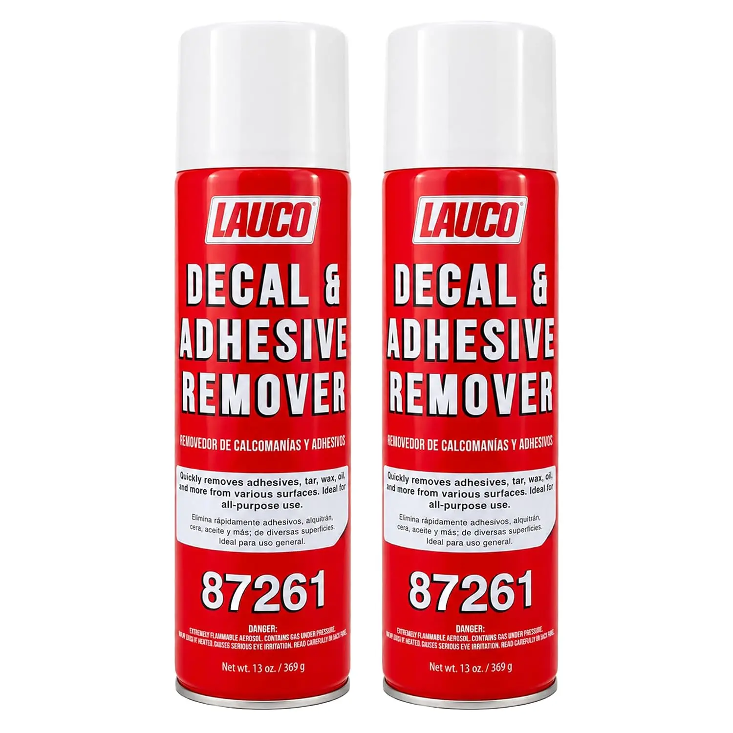 LAUCO Decal & Adhesive Remover - 13 oz Aerosol (2-Pack) Car Detailing Accessories, Automotive Degreaser Cleaner, Removes Stickers, Tar, Wax, Oil, Bugs, Sap, Safe on Cured Paint, Vinyl, Fabrics, Quick-Effective, Even Coverage, 3-Year Shelf Life [87261], Fa