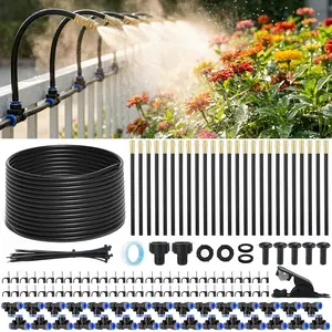 Drip Irrigation System 200FT 5/16", Upgrade Garden Sprinkler Kit with 25PCS 360° Adjustable Copper Nozzles, Automatic Misting Watering System for Raised Beds, Greenhouse, Lawn, Patio, Yard & Potted Plants