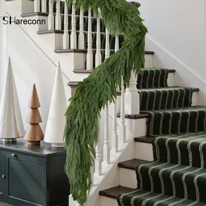 SHareconn 1/2/4Pack 6/9FT Artificial Christmas Garland Real Touch Norfolk Pine Greenery for Mantle Table Fireplace Indoor Outdoor Decorations