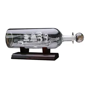 Ship in A Bottle Glass Boat Wooden Home Room Decoration Model Ship in A Bottle Glass Ornament Table Top Nautical Home Sailboat Decor