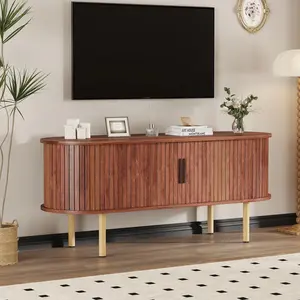 Gaomon 47.2-Inch TV Stand with Sliding Door and Ample Storage, Ideal for Indoor Use in Living Room or Bedroom