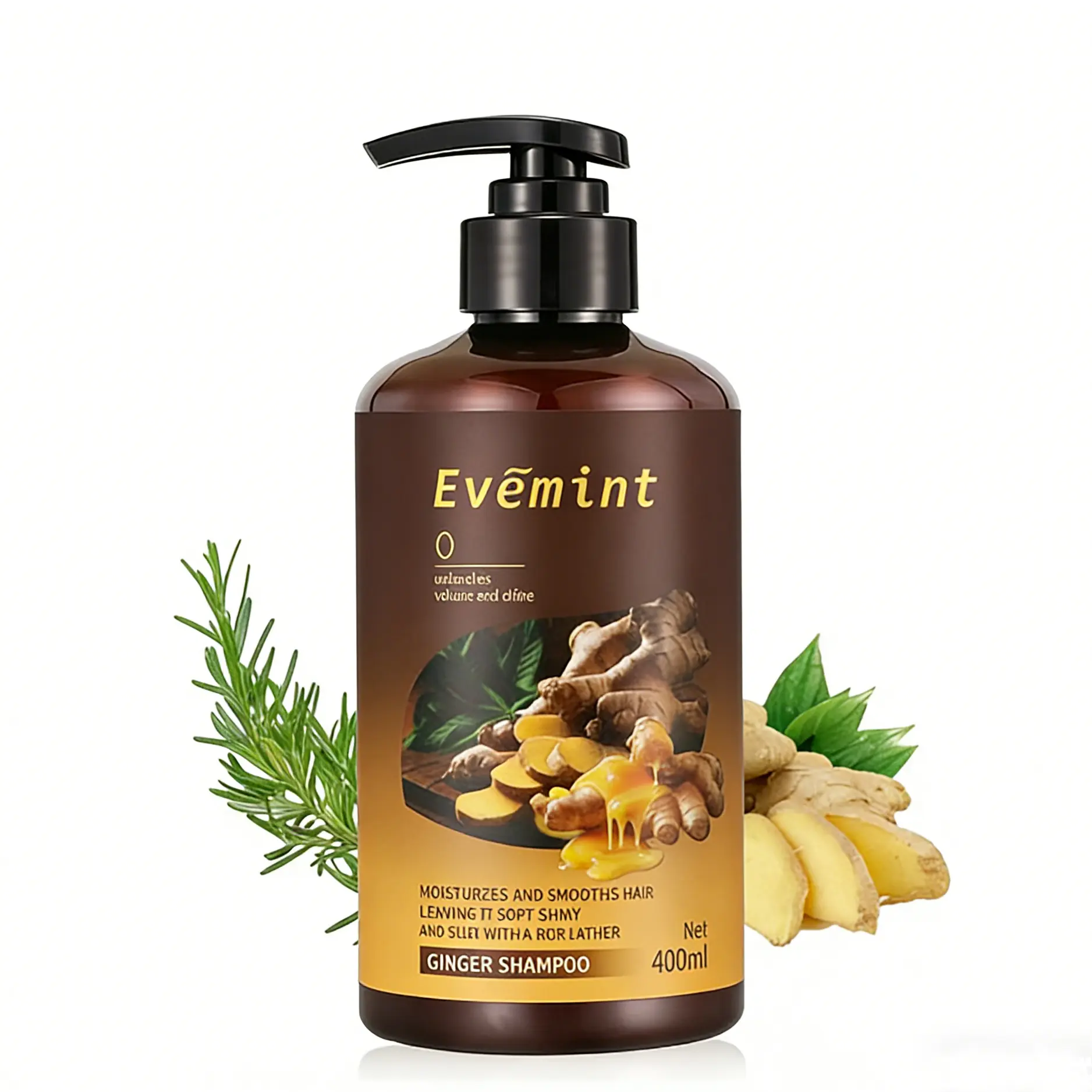 Evemint Anti-hair loss and hair growth shampoo, natural organic herbal shampoo, accelerates hair growth, prevents hair loss, contains curcumin and vitamin E, strengthens hair and nourishes the roots, suitable for all hair types, unisex, 13.53 fluid ounces