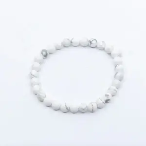 Howlite Bead Bracelet - White Gemstone Jewelry - Natural Stone Beads Stretchable Design Ideal for Everyday Wear