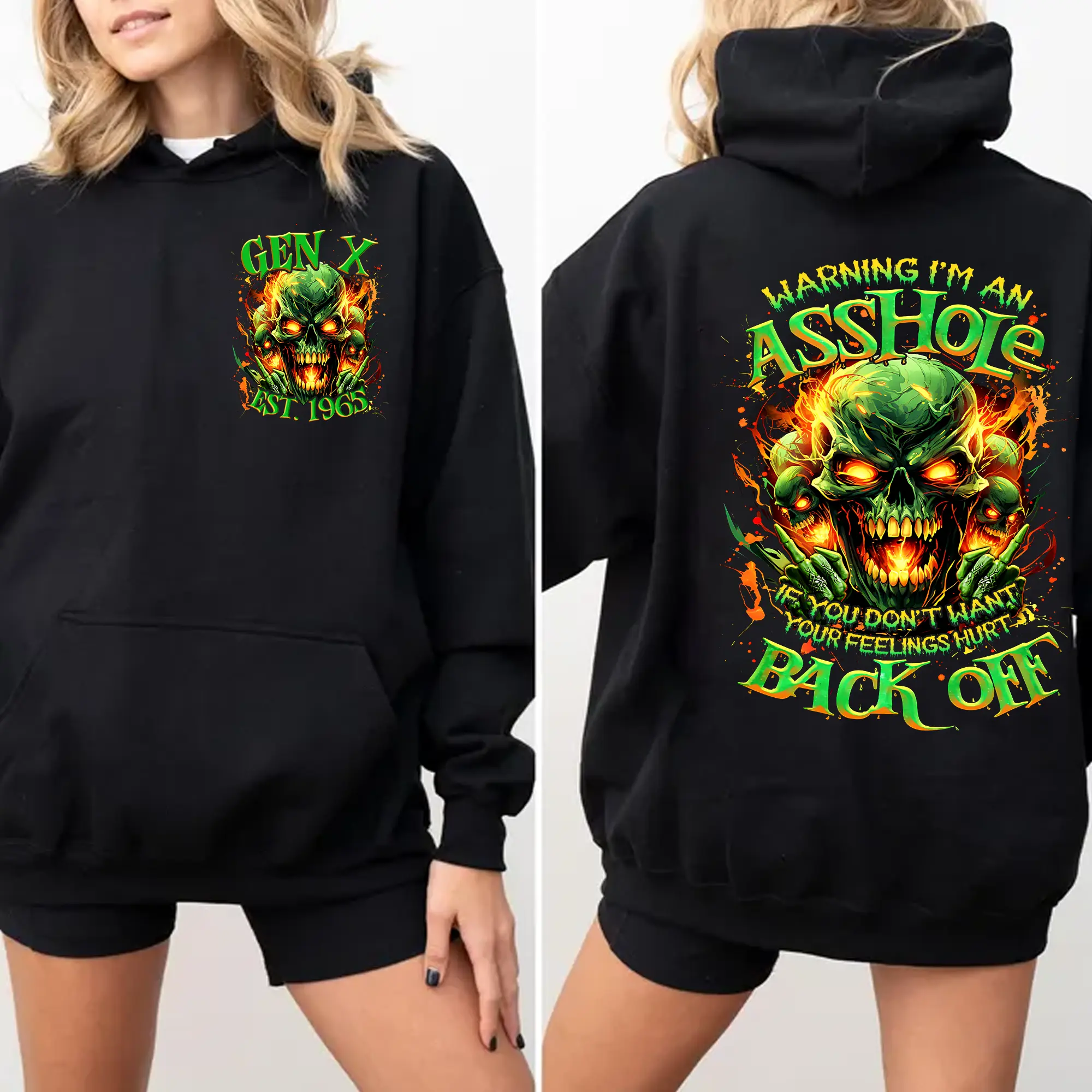 Personalization Gen X FAFO Hoodie, Warning I'm An As*hole Raised on Hose Water and Neglect, 100% Cotton, Two-Sided Print  Design Menswear Shirt Casual Classic