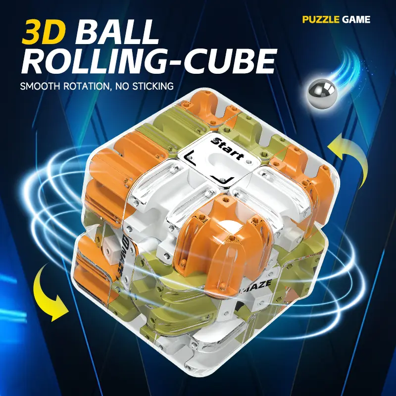 UDROLL 3D Ball Rolling Maze Puzzle Cube, Parent-Child Interaction Game for Kids to Boost Concentration & Fine Motor Skills, Home & Office Stress Relief Brain Teaser Fidget Toy
