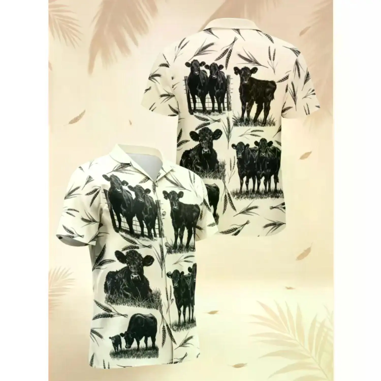 Vintage Cow Hawaiian Shirt, Retro Cattle Farm Aloha Shirt for Farmers, Unisex Summer Button-Up, S-5XL