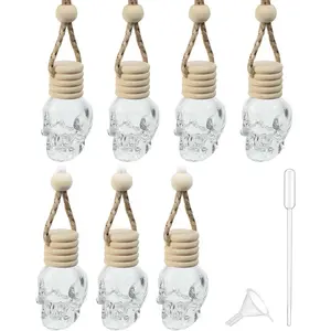 7 count  Diffuser Bottle,Automotive Use  Diffuser  Hanging Glass Bottle, Accessories  Decor  Hanging Diffuser,Skull Glass Bottle Hanging Diffuser Bottle for