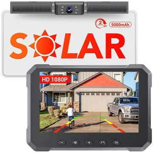 Solar Wireless Backup Camera with 5" 1080P Monitor, 5000mAh Rechargeable Battery, 2-Minute DIY Installation, IP69K Waterproof for Car, Truck, SUV, Van, Trailer