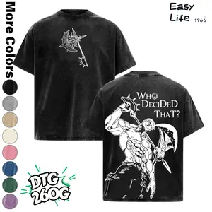 Seven Deadly Sins Escanor Oversized Tee - "Who Decided That" DTG Process 260G Pride Sin Retro Graphic Heavy Cotton Unisex Anime Streetwear Gift For Fans