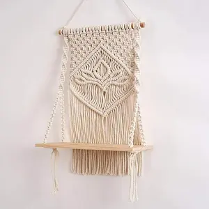 Bohemian Macrame Wall Hanging Shelf