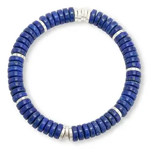Mine Finds by Jay King Men's Silver & Lapis Bead Stretch Bracelet