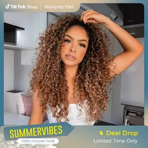 Wavymy Drawstring Wear Go Glueless 3 IN 1 Blonde Water Wave Half Wig with Black Roots Beginner Friendly