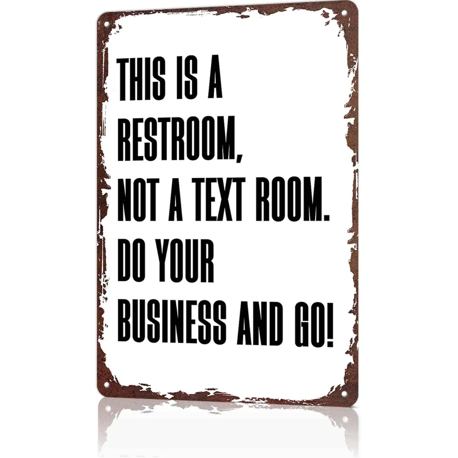 This Is A Restroom Not A Text Room 8x12 Inch Aluminum Metal Sign - Vintage Rustic Bathroom Wall Decor for Home, Office, Public Restroom, Funny Humorous Sign, Decorative Home Signs, Novelty Home Signs