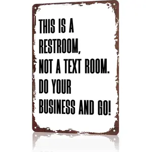 This Is A Restroom Not A Text Room 8x12 Inch Aluminum Metal Sign - Vintage Rustic Bathroom Wall Decor for Home, Office, Public Restroom, Funny Humorous Sign