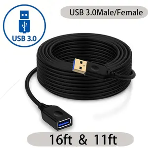 16 Feet USB  Data Cable, USB Extension Data Extra Long USB 3.0 Extension Cable For Keyboard, Mouse, Printer, Flash Drive, Teleconferencing, Office Gaming And Ultra-Fast Data Transfer, Surveillance Extension Cord, Multi-Functional Extension Data Cable