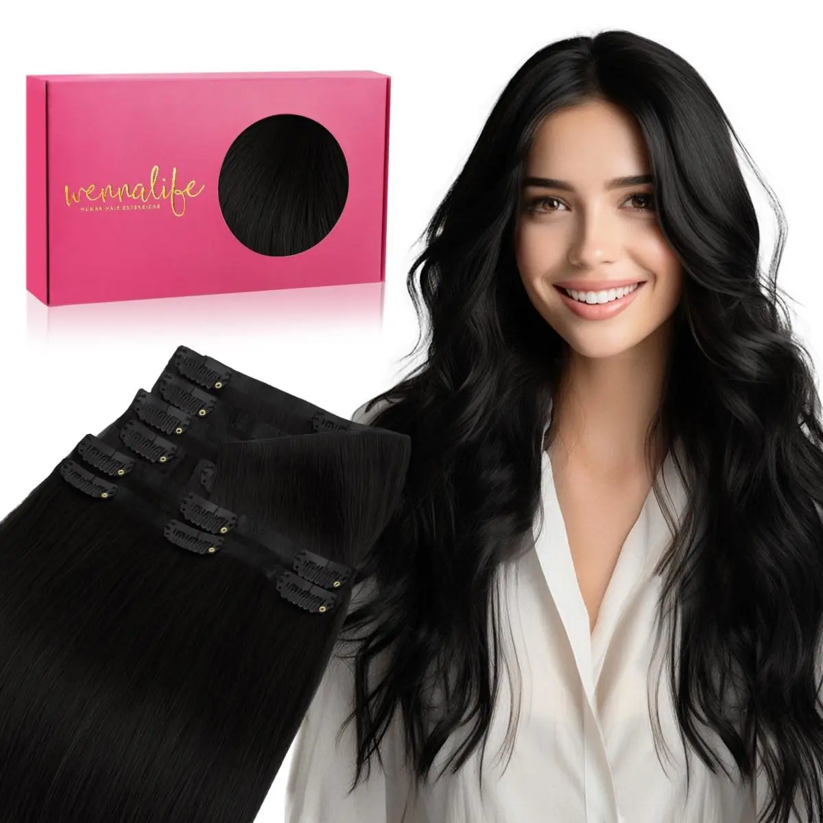 WENNALIFE Invisi Edge Clip in Hair Extensions Seamless Invisible Natural Straight Real Human Hair Chocolate Brown to Caramel Blonde#TikTokShopSummerSale