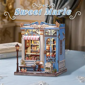 CUTEBEE DIY 3D Book Nook Kit Sweet Marie – Miniature Bakery Patisserie Dollhouse, Wooden Tiny House Bookshelf Decor, Handmade | Holiday, Christmas and Black Friday Gift