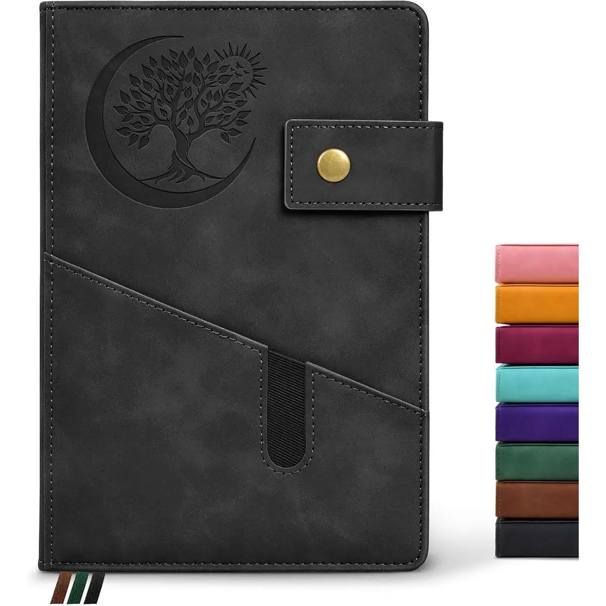 Blank Journal Notebook, A5 Hardcover Leather Sketchbook with 200 Pages Thick Blank Paper for Men Women, Unlined Drawing & Writing Journal, 5.9" x 8.4" Plain Notebook (black)