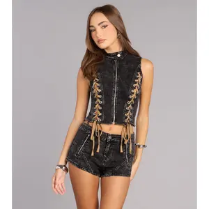 Desert Nights Lace-Up Denim Hot Shorts