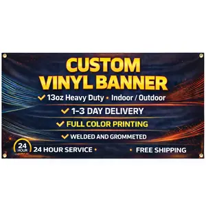 Personalized Vinyl Banner – 13oz Heavy-Duty Matte Scrim – Waterproof & Weatherproof – Multiple Sizes To Choose - Full Color HD Print – Heat-Welded Edges + Metal Grommets – Indoor/Outdoor Event, Business, Trade Show Sign – Fast Turnaround