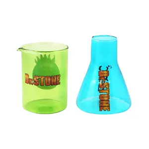 Dr. Stone Senku and E=mc2 3oz Beaker Mini Glass Set of 2 Dr. Stone Senku and E=mc2 3oz Beaker Mini Glass Set of 2