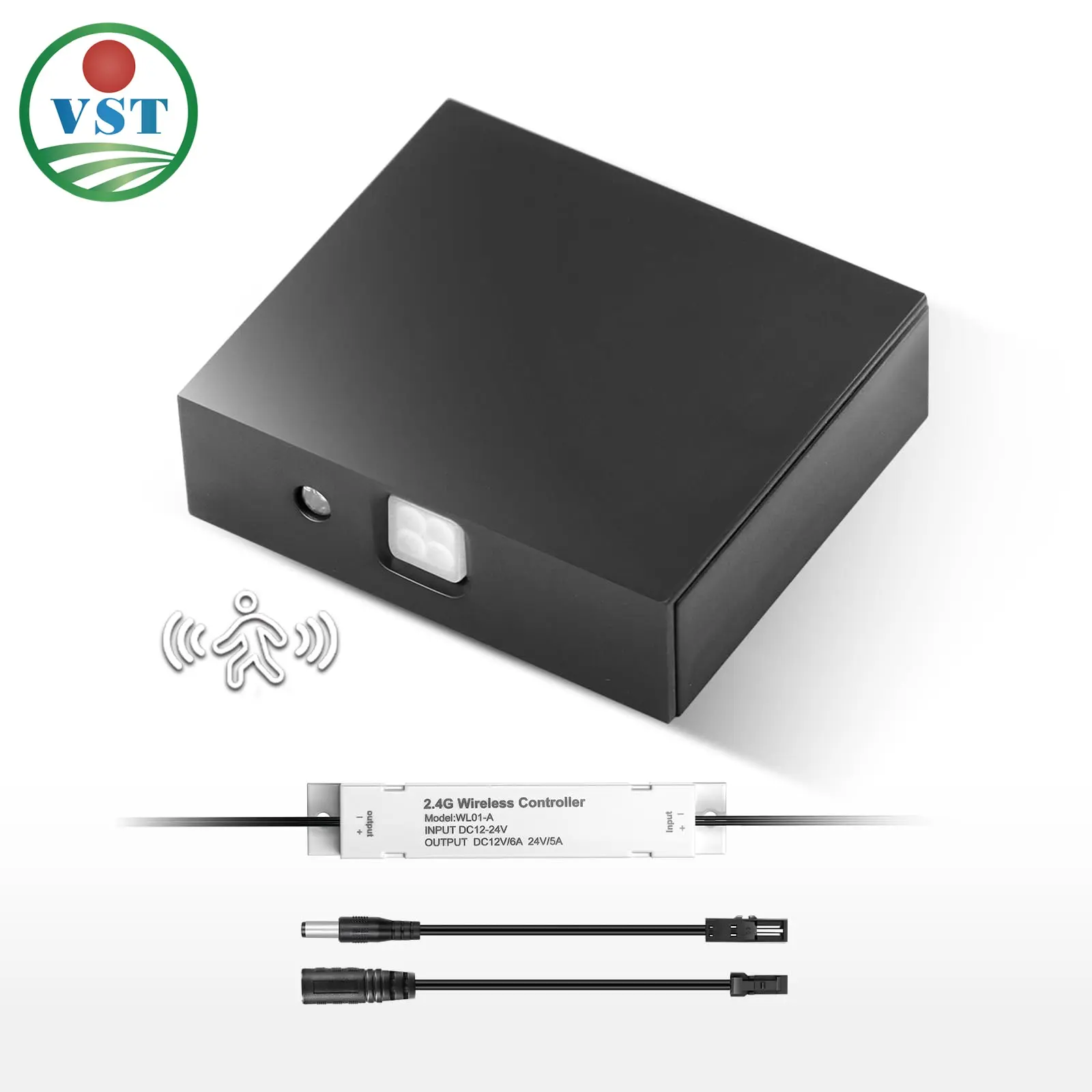 VST Wireless IR Motion Sensor Light Switch, Automatic LED Switch for Closet, Under Cabinets with JST Male and Female Connectors