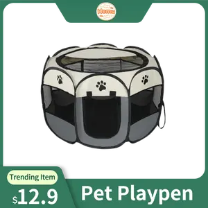 Dog Cat Playpen, Puppy Pet Playpen Indoor for Small Dogs Tent Crates Cage Outdoor, Portable Pop Up Dog Kennel Playpen with Carrying Case for Dogs/Cats/Rabbits, Removable Zipper Top, kitty condo ，Grey