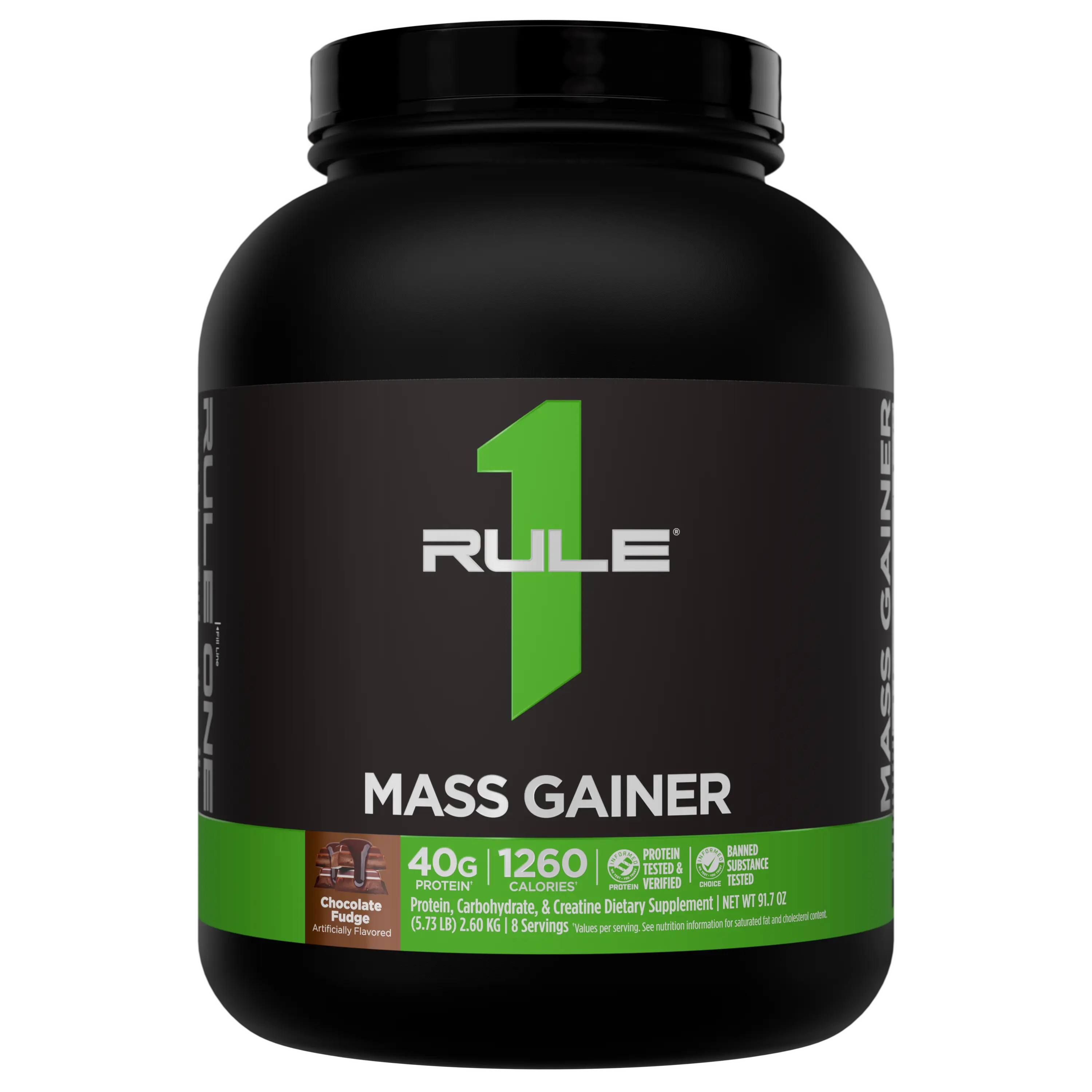 Rule 1 Mass Gainer - High Calorie Supplement, 40g All-Whey Protein, 1,220+ Calories, 250g+ Carbs, Creatine, Muscle & Mass Support, Made In The USA