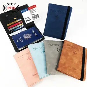 RFID Blocking Passport Holder - PU Leather Travel Wallet with SIM Card Slot & Document Pockets |     Anti-Theft ID Protector for International Travel,UU