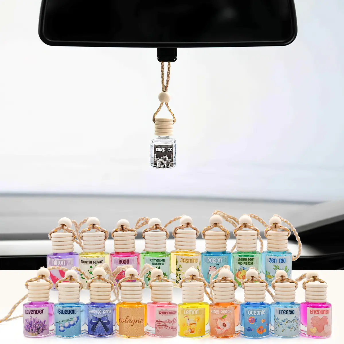 2Pack Car Air Fresheners Hanging Scent Oil Diffuser,8ML Nature Frangrance Friut Juciy Perfume Last Long Time With Three Scents For Car & Live Gifts