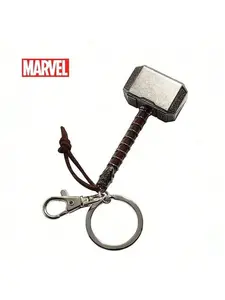 1PC Marvel Officially Licensed Thor Metal Keychain Hammer Design Fashion Stylish Durable Car Keys Accessory Cool Gift Collectible Keychain Merchandise Fashionable Everyday Carry Keyring for Men Women Superhero Fans