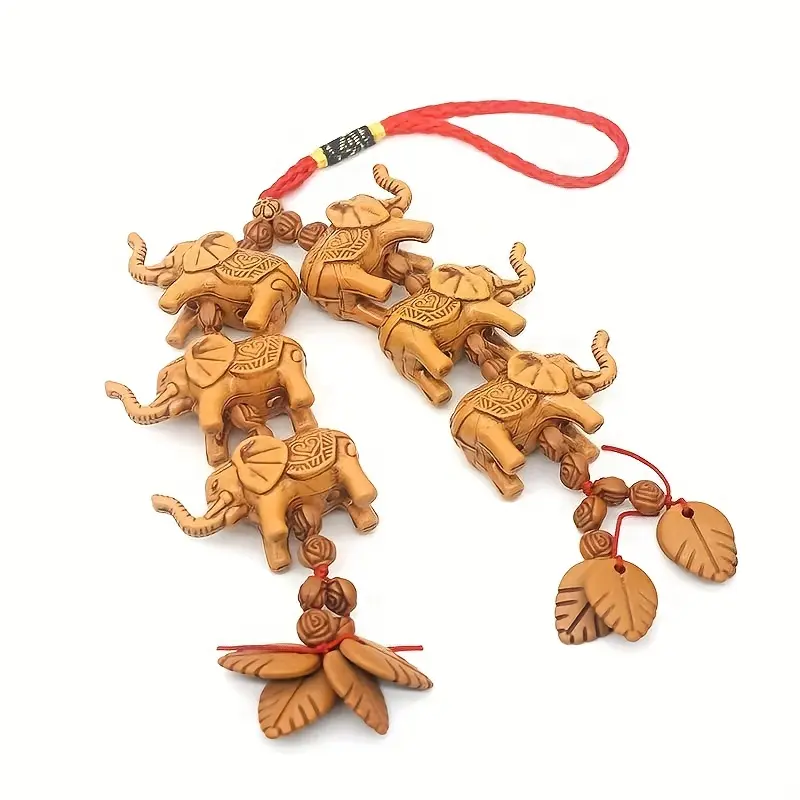3D Elephant Lucky Handmade Folk Keychain - 1pc Animal Shape Charm, 6 Creative Car Pendants/Decorations, Bag Charm Accessory - Ideal for Car Enthusiasts, Birthday Gifts, Charms