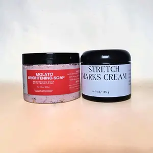 Natural Skin Care Multi-Pack 2-Piece Body Care Set: 4 oz Stretch Marks Cream (Repair, Reduces Visibility, Hydrating Moisturizer) & 10 oz Molato Soap (Cleansing Oil Cleanser) for All Skin Types, Daily Use, 24-Month Shelf Life